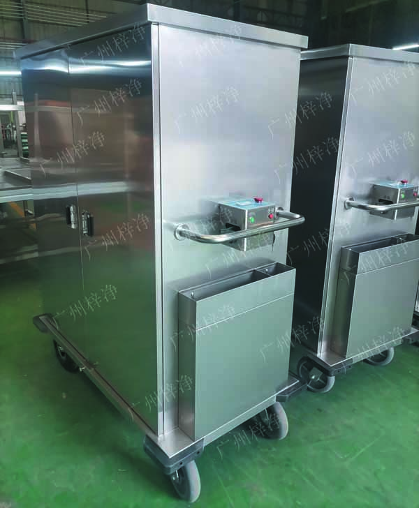 密閉式滅菌器械物品電動轉運車有單面雙開門,單側門可旋轉角度≥220°度開啟設計，裝卸物品更方便;